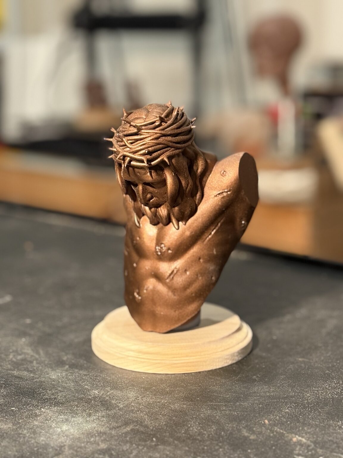 Finished bust developed through lost-wax production